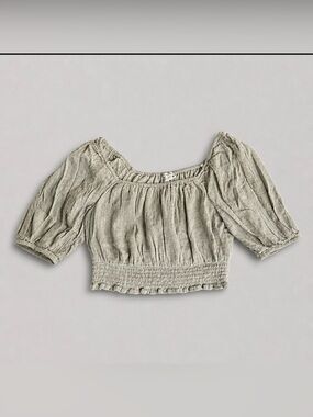 American Eagle Outfitters Sage Smocked Crop Top